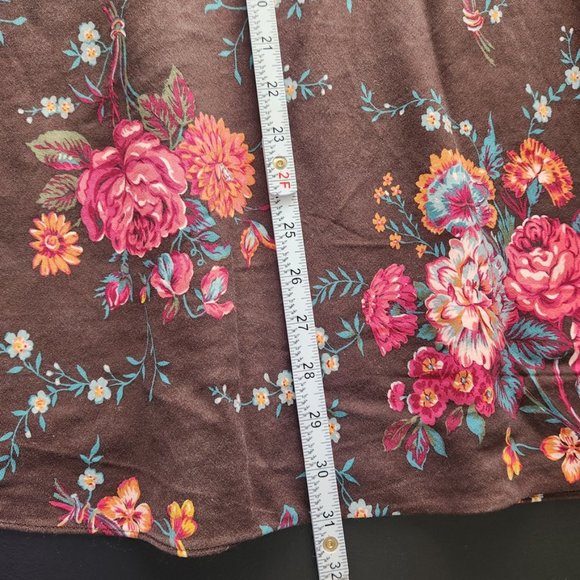 Vintage Pendleton Silk Floral Midi Skirtโ Brown Pink A Line Wool Women's Size 14 - Picture 14 of 14